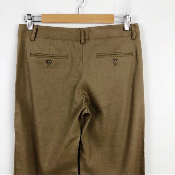 THEORY Tan Linen Wool Wide Leg Emory Trouser Pants Relaxed fit Size 4 - Picture 9 of 15